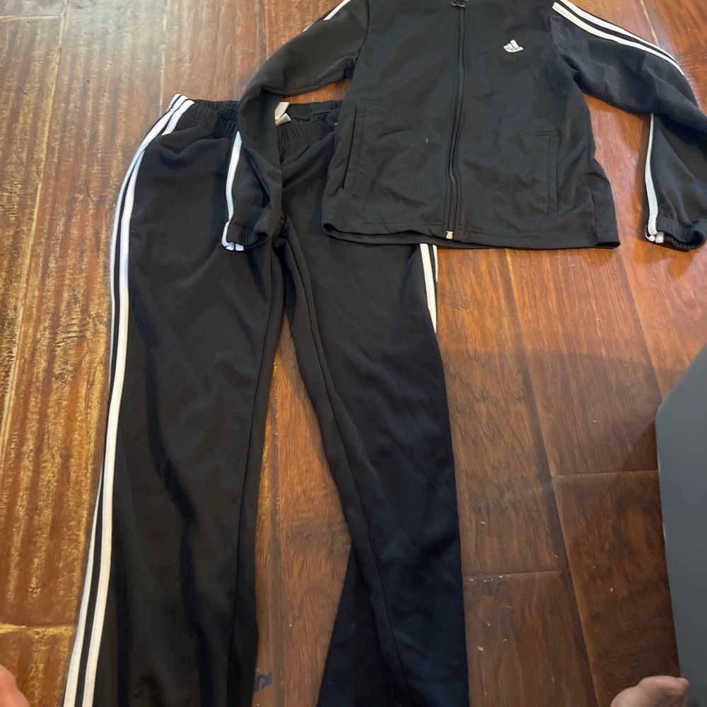 Adidas Medium Youth Athletic Set Black White 2pc